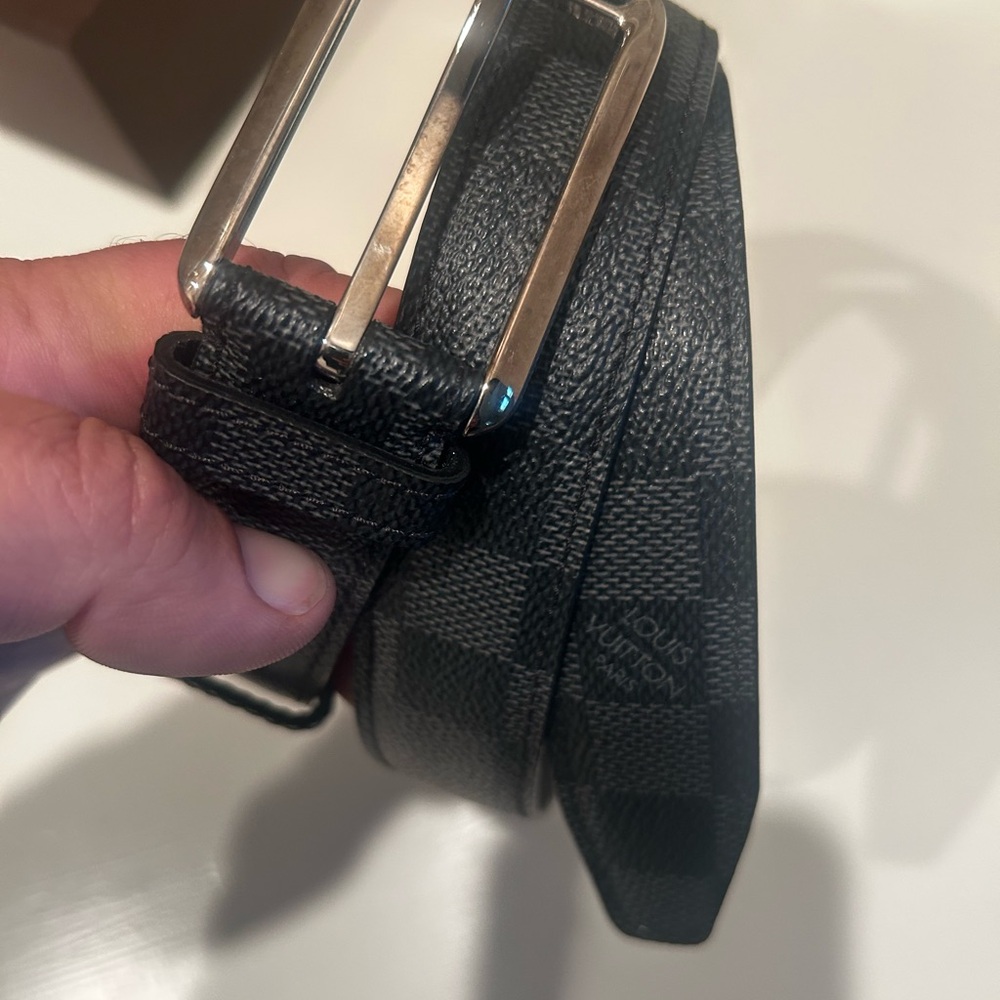 Louis Vuitton Black Checkered Leather Belt